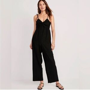 Tie-Shoulder Linen Jumpsuit